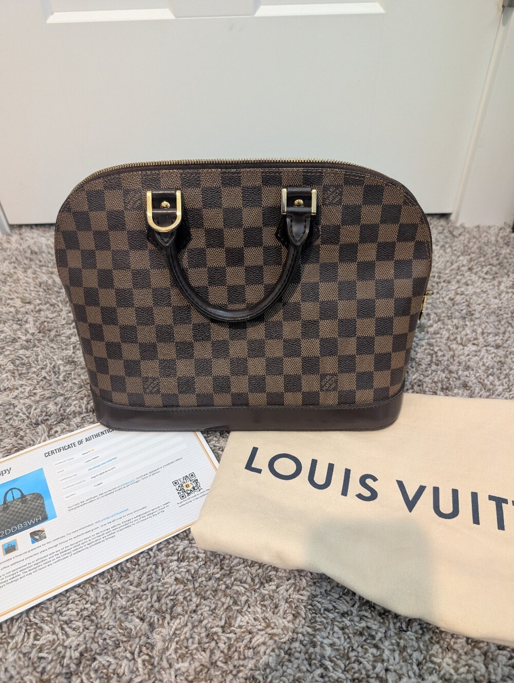 Authentic Louis Vuitton Damier Ebene Alma PM W/ Dustbag And COA